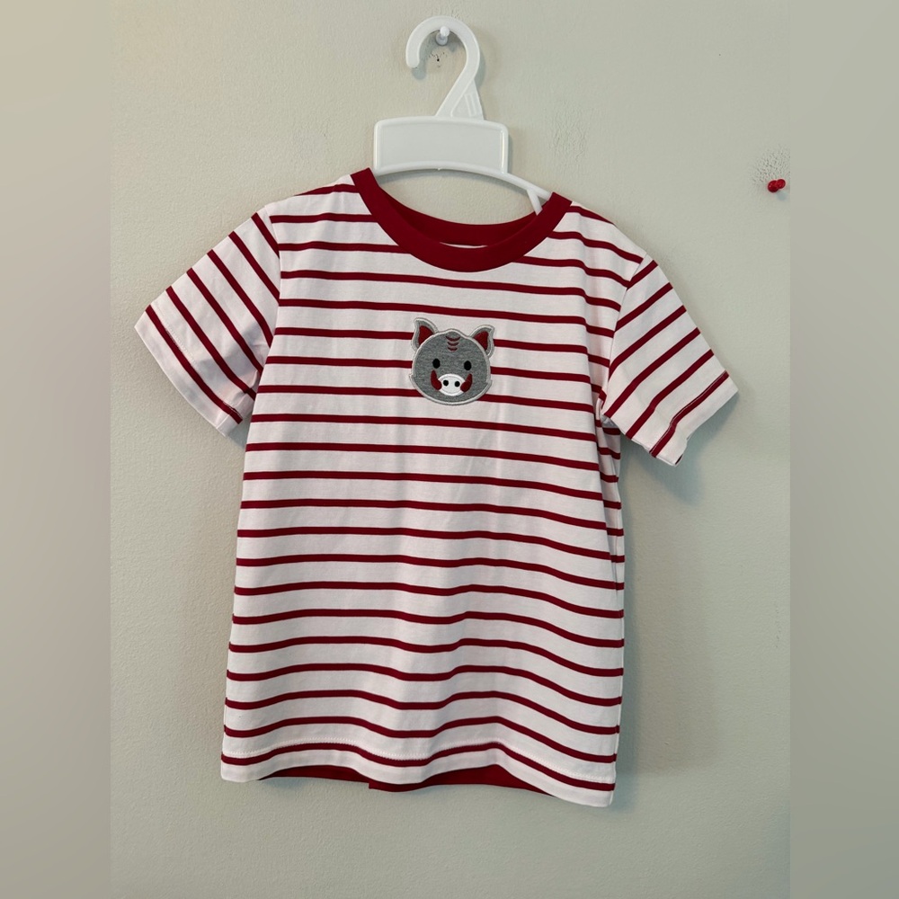 Ishtex Red and White Striped Pig Shirt with Matching Red Shorts